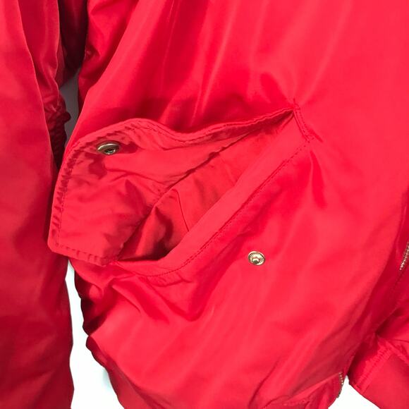 H & M Coat Jacket Size 8 Womens Zip Front Red Baseball Bomber Zip Size Eight 8 - Picture 7 of 8
